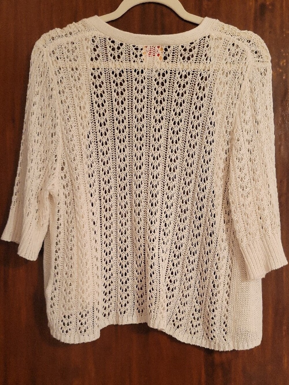Ruby Rd. Open-Knit Cream Women's Cardigan - Picture 4 of 4